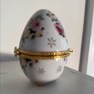 Floral Porcelain Egg Trinket Box